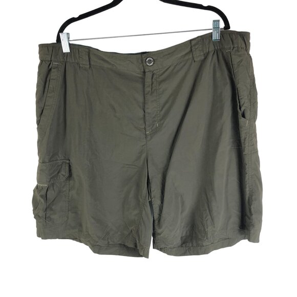 Columbia Mens Omni-Shade Fishing Nylon Cargo Shorts Green XXL - Picture 1 of 4